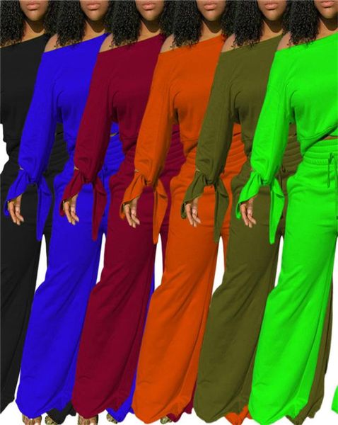 2-teiliges Damen-Set mit weitem Bein, einfarbig, schulterfreier Kapuzenpullover, lange Hose, Sport-Jogger-Anzug, Herbst-Winter-Kleidung plus Größe 8603917