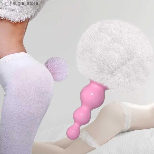 Outros itens de beleza de saúde Silicone Anal Plug Adequado para masculino e feminino com massageiro de coelho, role de sexo sexy, nádegas de role