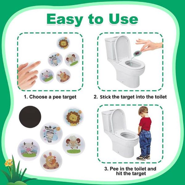 5pcs adesivos de treinamento potty cor de vaso sanitário alterações de cor de pee alvos de treinamento potty adesivos de assento de urinária bullseye para crianças