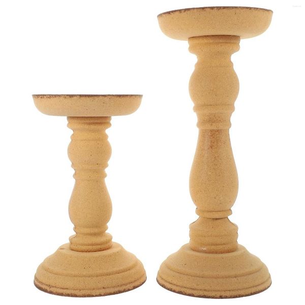 Titulares de vela 2 pcs suporte de madeira chá luz decorativa decorar tealight desktop ornamento