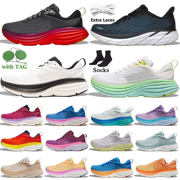 2024 TOP RABY ONE One Bondi 8 Running Shoes Womens Mens Plataforma tênis Clifton 9 Blakc White Harbor Outdoor Walking Jogghing Sneakers Treinadores Tamanho 36-45