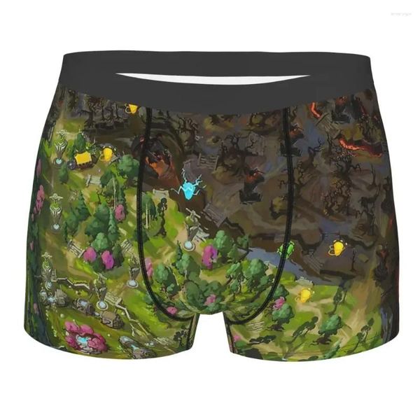 Cuecas Mapa DOTA 2 Merch Mid Top Bottom Line Calcinha de Algodão Masculino Cueca Sexy Shorts Boxer Briefs