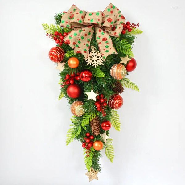 Dekorative Blumen, Weihnachtsdekoration, Wandbehang, umgedrehter Baum, Weinrebe, bemalter Obstkranz, Fenster