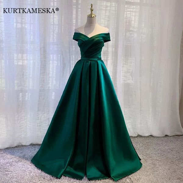 Sexy U-Boot-Ausschnitt, Satin, Hochzeit, Brautjungfer, Maxikleid, elegant, lang, Abschlussball, Abend, Gast, Cocktailparty, Sommerkleider für Frauen 240402