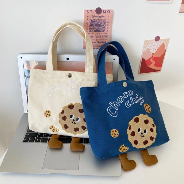 Çanta Karikatür Kurabiye Bento Paket Çanta Kadınlar Öğrenci Kızlar Sevimli Taşınabilir Öğle Yemeği Kutusu Moda Tuval Bayanlar Küçük Çanta Tote