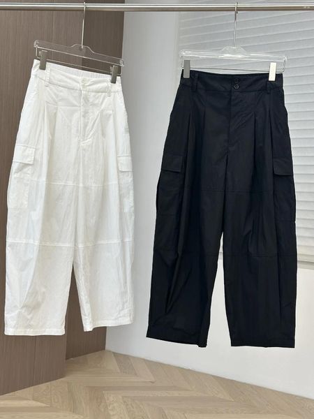 Pantaloni da donna Primavera ed Estate Design Sense Pocket Pieghettato Tessuto di cotone Tensilk importato casual