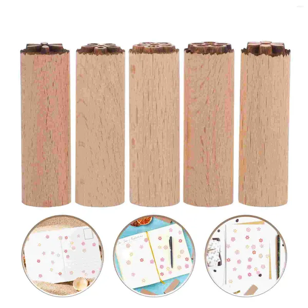 Bottiglie portaoggetti 5 pezzi Ceramica Timbro con texture in legno Bambino Inchiostri in legno Album per bambini