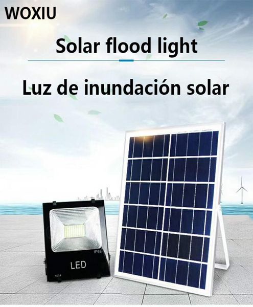 Woxiu 100w led luzes de inundação solares iluminação ao ar livre led sensor inundação jardim lâmpada ponto alimentado luzes holofote à prova dwaterproof água ip657639307