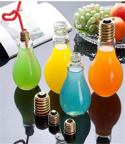 loverly s Fashion Drink glass Bottiglia a forma di lampadina Drink Cup Bottiglia d'acqua Sport Drinking Succo di latte a prova di perdite Breve tazza carina5489846