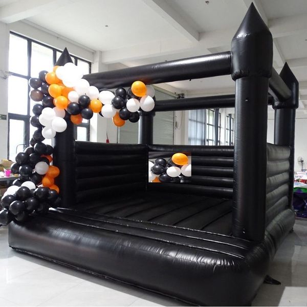 4.5mlx4.5mwx3mh (15x15x10ft) Commercial Black Bounce House Jumping Bouncy Castle Bouncer inflável para venda