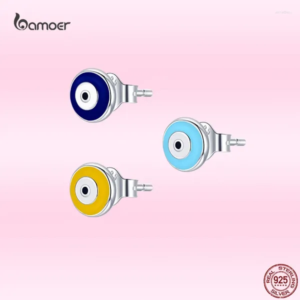 Ohrstecker Bamoer 925 Sterling Silber Guardian Eye Mono-Ohrstecker für Frauen Mehrfarbig All-Match-Schmuck Freundin 1 Stück