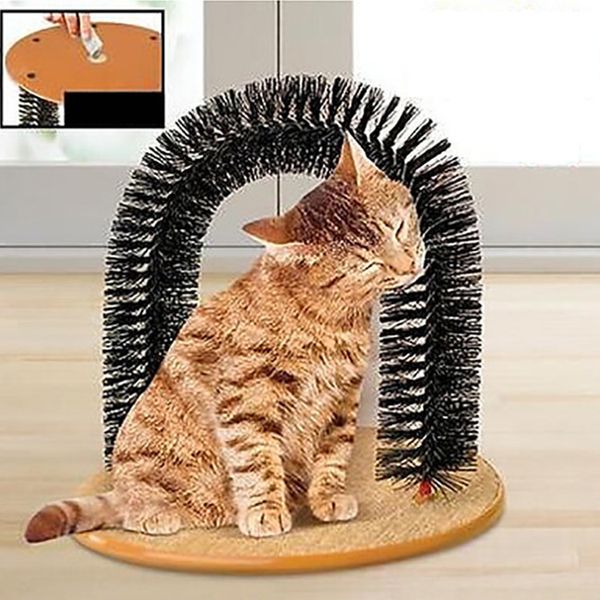 Venda quente gato escova escova gato coçar brinquedo do gato brinquedo do animal de estimação cabelo borracha arco do gato brinquedo do jogo do animal de estimação