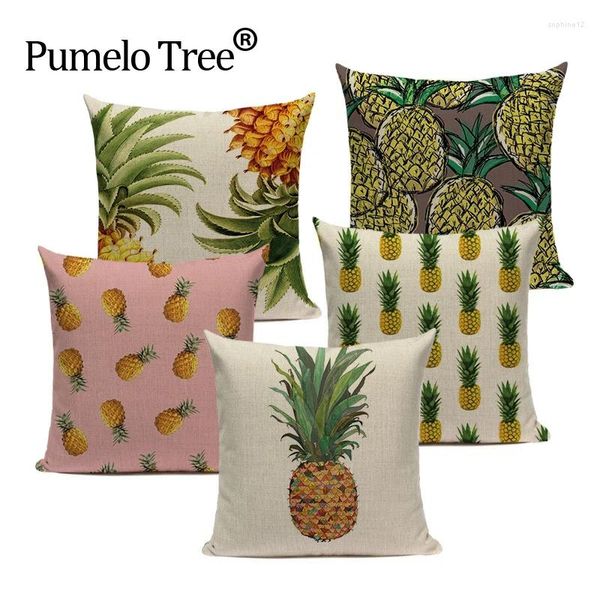 Travesseiro personalizado capas abacaxi caso estilo tropical linho ananas almofadas 45cmx45 capa quadrada decoração de casa