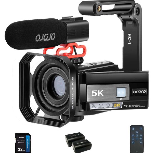 ORDRO 5K-Videokamera-Camcorder mit WLAN, IR-Nachtsicht und externem Mikrofonstabilisator – perfekte Vlogging-Kamera für YouTube mit 18-fachem Digitalzoom und 32-GB-Karte im Lieferumfang enthalten