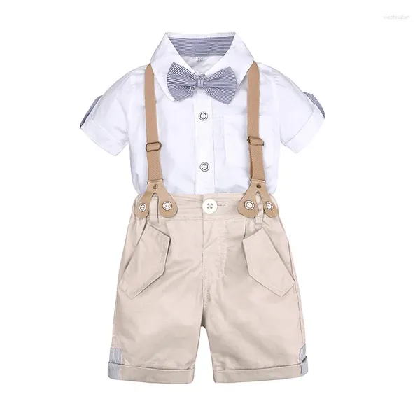 Giyim Setleri Hooyi 2024 Yaz Boys Beyaz Gömlekler Toddler Kısa Pantolon Çocuk Çocukları Takımlar Bebek Kıyafetleri Bebek Tulumları