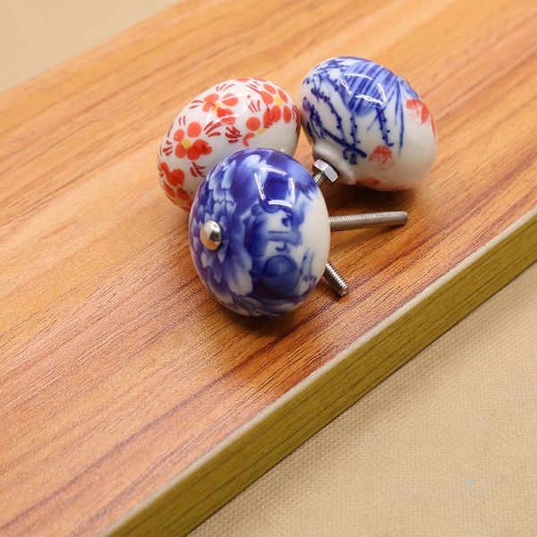 Alça de cerâmica retrô pintado à mão azul e branco porcelana lidar