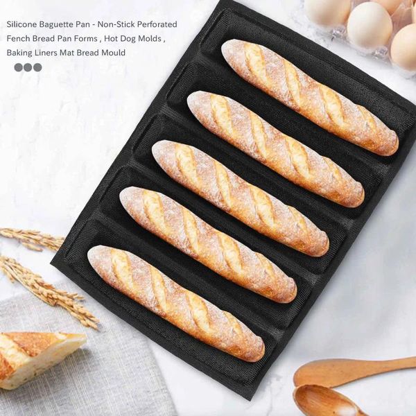 Ferramentas de cozimento Silicone 5 travessões Silform reutilizável/molde de pão de produto comestível