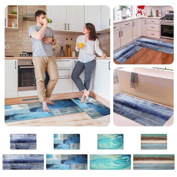 Tapetes Tapetes de cozinha e tapetes conjunto de 2 almofadados anti piso tapete antiderrapante conforto em pé cobertores macios