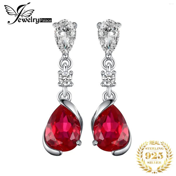 Baumelnde Ohrringe JewelryPalace 1,9 ct Birne erstellt roter Rubin 925 Sterling Silber Tropfen für Frau Mode Edelstein Schmuck Jubiläumsgeschenk