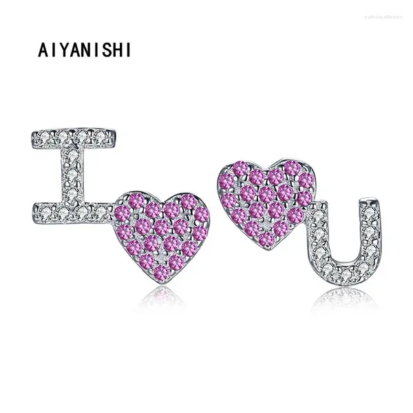 Stud Küpe Aiyanishi Moda 925 STERLING STERLING SEVİYORUM UYUNUN İÇİN SEVİYORUM Düğün Nişan Partisi Sevgililer Hediyeler