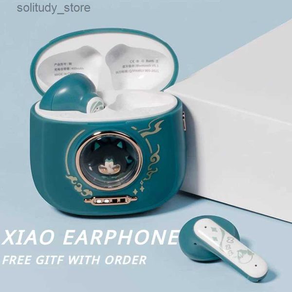 Auricolari per telefoni cellulari Genshin Impact Xiao auricolari Bluetooth wireless con suono di avviso nell'orecchio 5.3 TWS tappi per le orecchie dinamici portatili ad alta fedeltà regalo gratuito Q240402