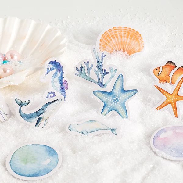 46pcs Unterwasser -Welt -Thema kreative süße Marine Animals Scrapbooking Sticker Dekorative Aufkleber DIY Craft Photoalben Kawaii