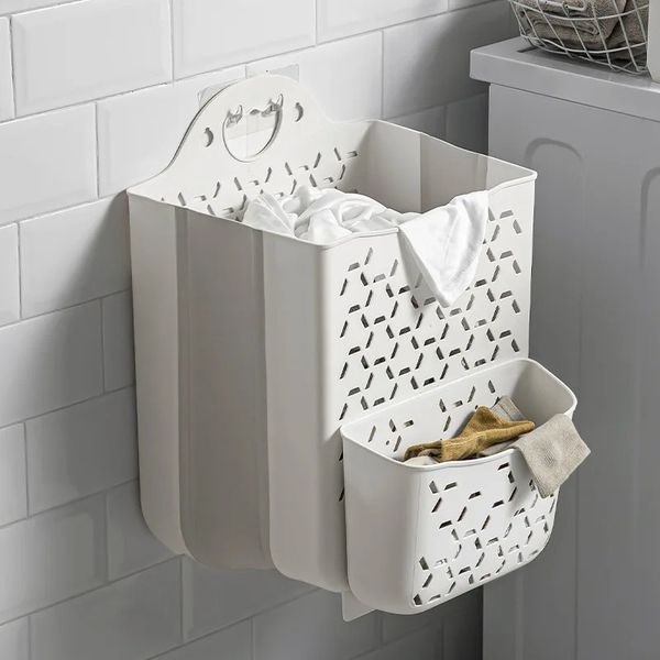 2024 Грязная корзина для хранения одежды для хранения одежды домашняя сумка для прачечной на стену складной пакет для хранения корзины для ванной комнаты 1.Прачечная организация для небольших помещений
