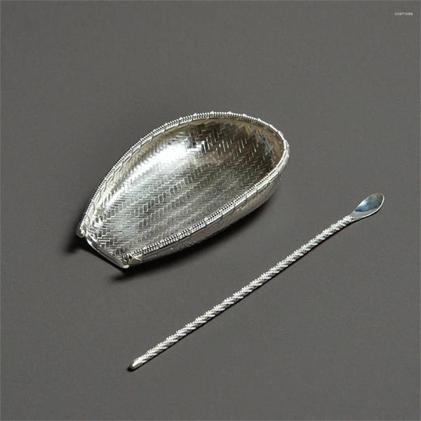 Набор из двух частей плетеного совка для чая из стерлингового серебра
