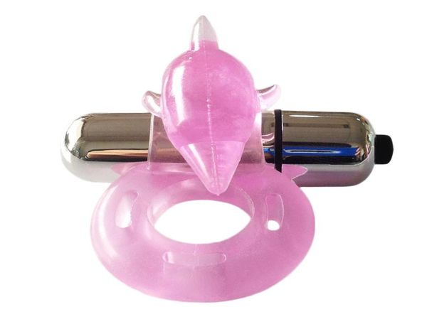 Anéis de pênis brinquedos sexuaisAnimal golfinho anel de silicone vibratório anel peniano sexo adulto produtos sexuais melhor qualidade