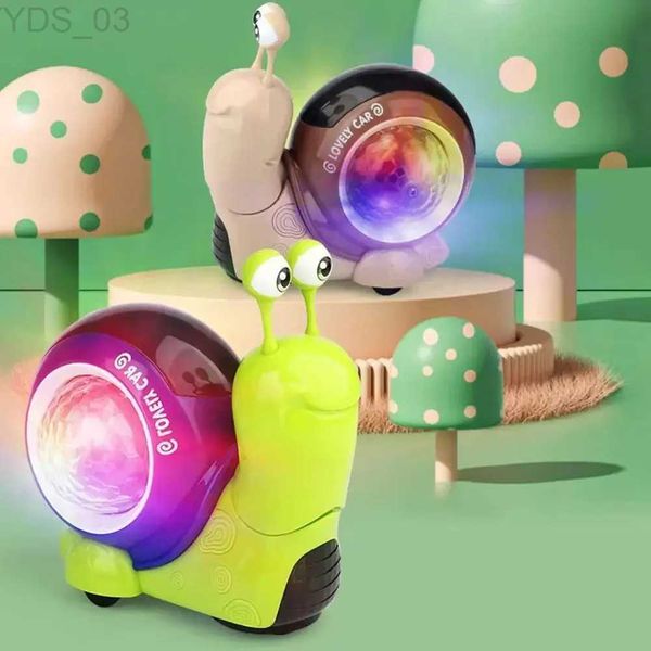 Animais elétricos / RC VENDA QUENTE Caracol Eremita Elétrico Brilhante Rotativo Andando Música Projeção de Luz Desenho Animado Modelo Animal Crianças Brinquedos Educativos YQ240402