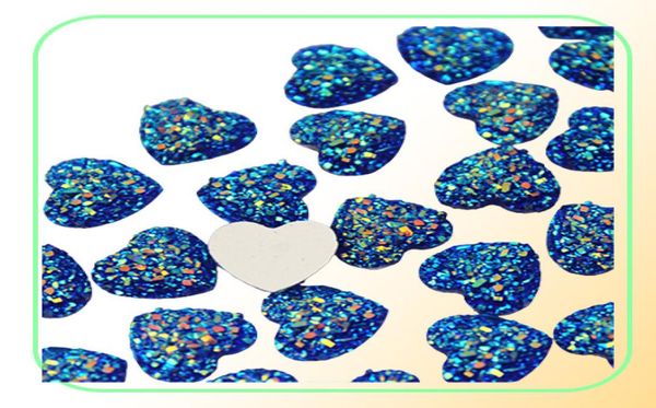 200pcs 12mm Glitter AB Renk Kalp Reçine Rhinestone Cabochon Düz Arka Kristal Taş Aplike DIY dekorasyon için düzeltme ZZ505905227