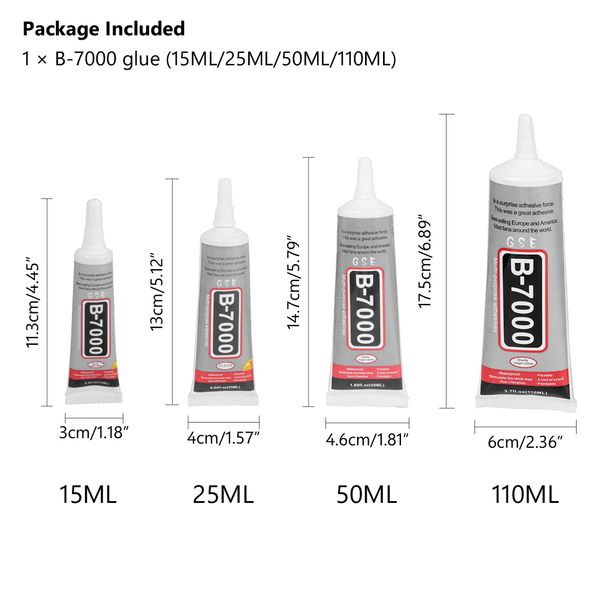 15ml 25ml 50ml 110ml B7000 Tutkal Cep Telefonu Dokunmatik Ekran Süper Glu B-7000 Yapışkan Onarım Noktası Elmas Takı DIY Glue