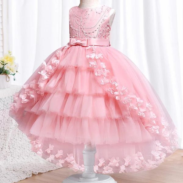 Neues, hochwertiges Prinzessinnenkleid aus Spitze für Babys, elegantes Geburtstagsparty-Anhängerkleid, Weihnachtskostüm für Mädchen, 3–12 Jahre alt, 240402