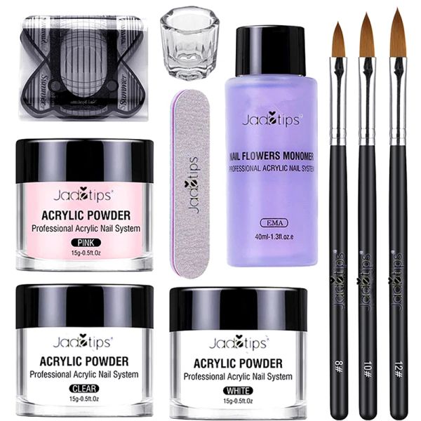 Trimmer Acrylnägelkunst Starter Kit Acrylpulver Monomer Flüssige Nagelbürste Set rosa weißer weißer Nagel Nägel Verlängerung Anfänger