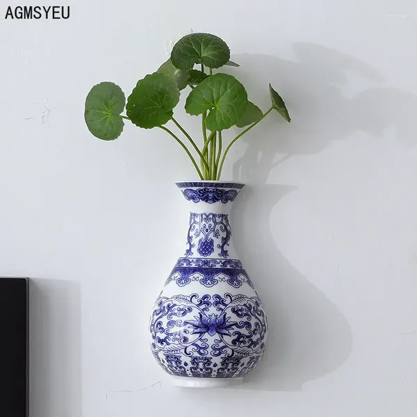 Vasi Vaso in ceramica Antica composizione floreale in porcellana blu e bianca Soggiorno Accessori per la casa Vaso sospeso a parete