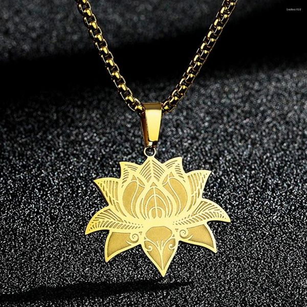 Collane a ciondolo Chengxun Elegante Yoga Loto Flower Collana per donne uomini Buddhista Canno della catena del collo amante Amuleto Gioielli Amuleto