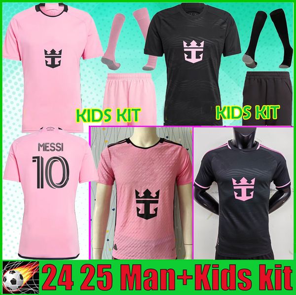 24 25 Messis CF Futebol Jerseys Martinez Higuain MLS 2024 Campana Yedlin Beckham Homens Mulher Kit Kit Camisas de Futebol Jogador Fãs Versão Rosa Manga Longa Jersey