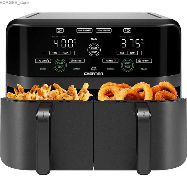 FRYER AIR 6 QT Dual Basket Air Fryer - Digital Touchscreen2 Indipendente 3QT Cesti di frittura a lavaggio antiaderente - Black Y240402