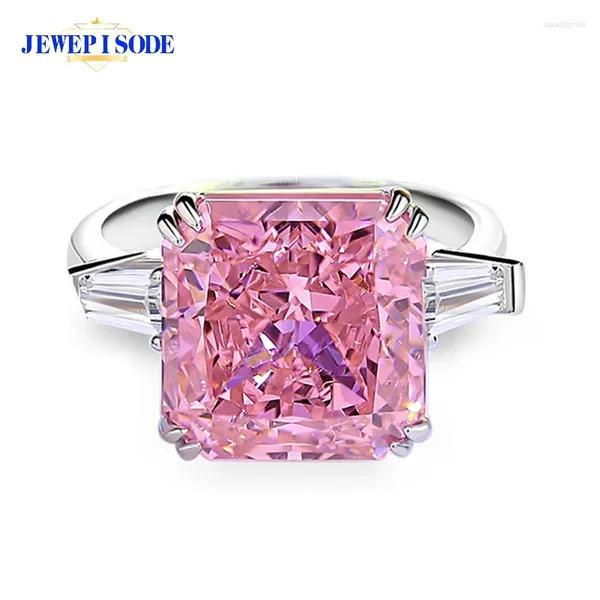 Anelli a grappolo Romantico argento sterling 925 quadrato 12MM taglio schiacciato zaffiro rosa acquamarina anello di fidanzamento di nozze gioielli goccia