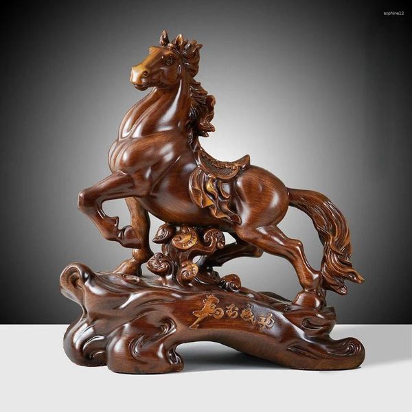 Estatuetas decorativas feng shui cavalo para o sucesso ornamentos fortuna esculpida escritório desktop decoração empresa abertura presentes de negócios