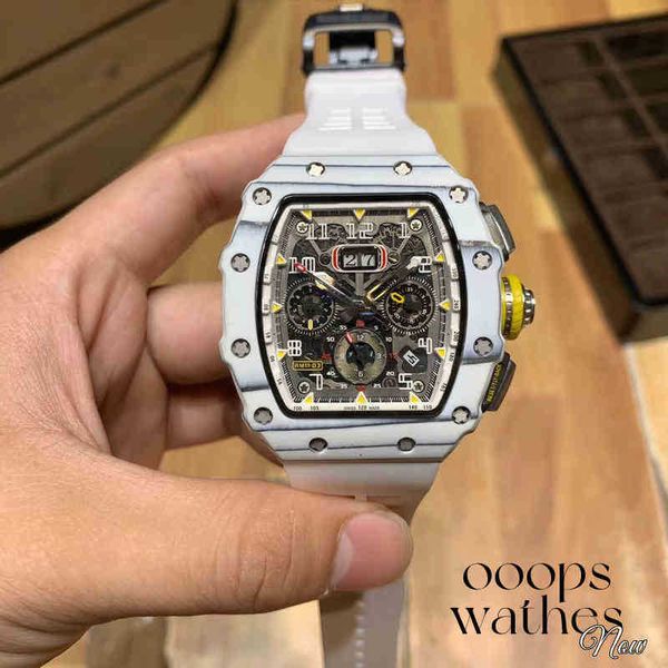 Business Freizeit personalisierte weiße Herren Multifunktionale automatische mechanische Uhrenklebebandsport -Hohlausläufe