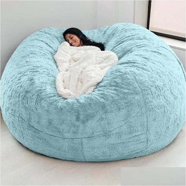 Coprisedia Ers D72X35In Nt Pelliccia Bean Bag Er Grande Rotondo Morbido Soffice Finto Beag Divano Letto Pigro Mobili Soggiorno Consegna a domicilio Ga Dhods