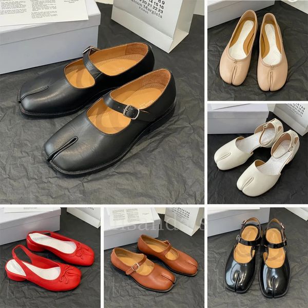 Maison Tabi Ballerina-Schuhe für Damen, Luxus-Designer-Sandale, halbe Margiela, Freizeitschuhe, Ballef, flacher Lederabsatz, Slip-On-Stiefel, Lammfell, Wadentanz, Größe 35–40