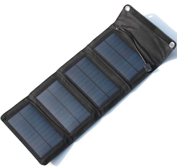 Nuovo design 55V 7W Caricatore a pannello solare pieghevole Caricatore a celle solari portatile per caricare telefoni cellulari Uscita USB di alta qualità 1629685