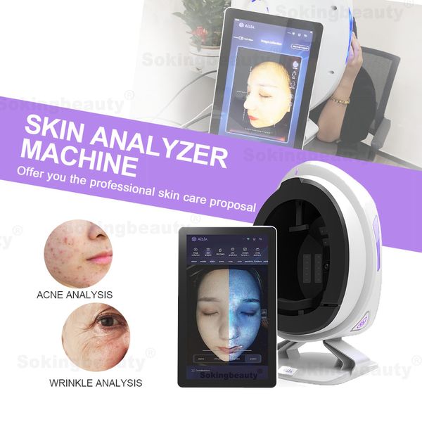 Analisador inteligente de diagnóstico de pele 3D com tela sensível ao toque de 15,6 polegadas AI Intelligence Dispositivo de espelho mágico Máquina portátil de análise de pele
