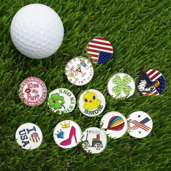 Marks Golf Ball Marker bayanlar Erkekler Değer 6 Paket Golf Aksesuarları Beyazcı Beyazcı Manyetik Fit Golf Divot Araçları Şapka Damla Nakliye