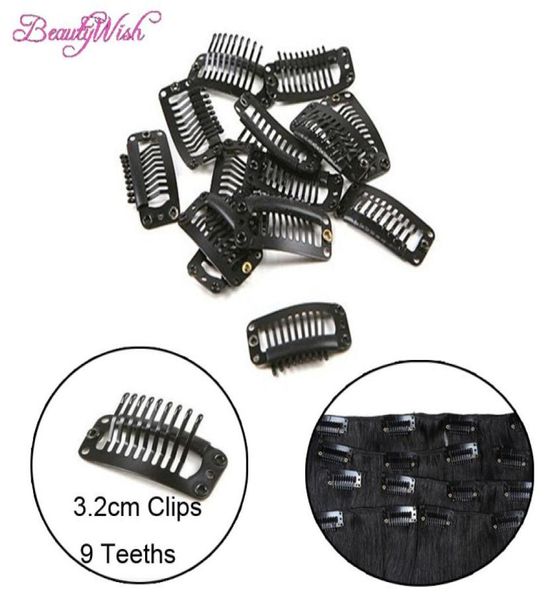 100 Pcs Clipes de Extensão de Cabelo 32 CM preto marrom loiro peruca grampos de cabelo 99 Dentes I Shape Snap Clips3081169