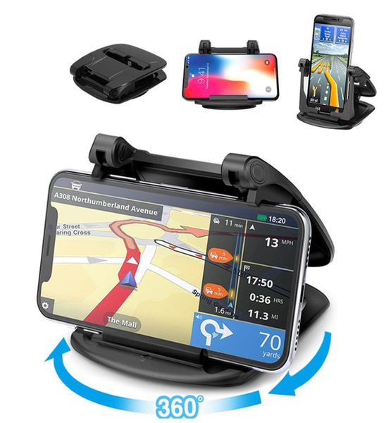 Autotelefonhalter, 360 Grad drehbar, Armaturenbrett, rutschfeste Matte, Gummihalterung, 40 bis 65 Zoll GPS Mobile6775014