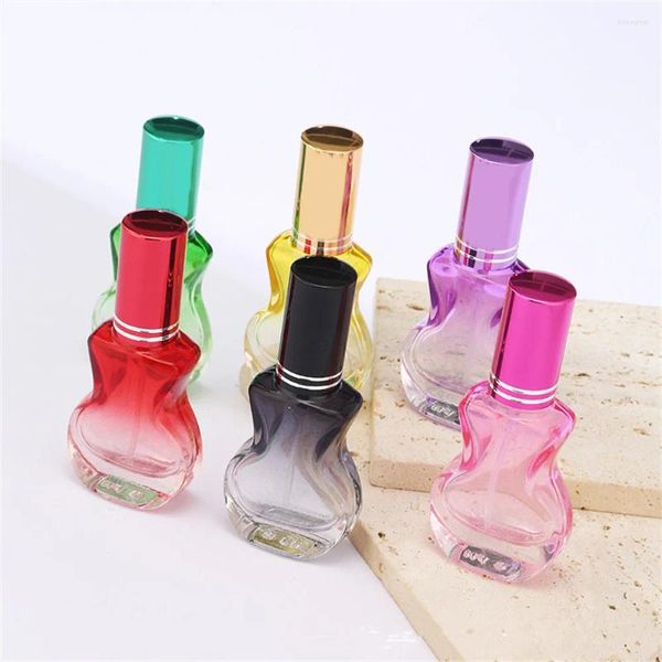 Bottiglie di stoccaggio Mini bottiglia di profumo in vetro colorato da 10 ml Vuota a forma di chitarra Spray Imballaggio cosmetico spesso Fiale riutilizzabili