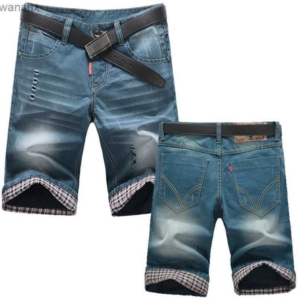Мужские шорты Джинсовая мужская модная брендовая одежда короткие мужские джинсы летние новые повседневные шорты мужские потертые потертые рваные байкерские джинсовые шорты мужскиеL2404
